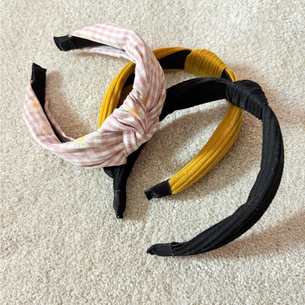 Stylish Kids Headband Set - Pink, Black, Yellow